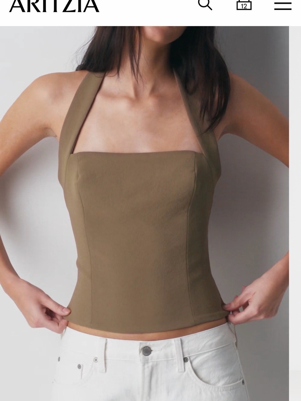Aritzia Whisper Halter Top in Folio Brown, size small